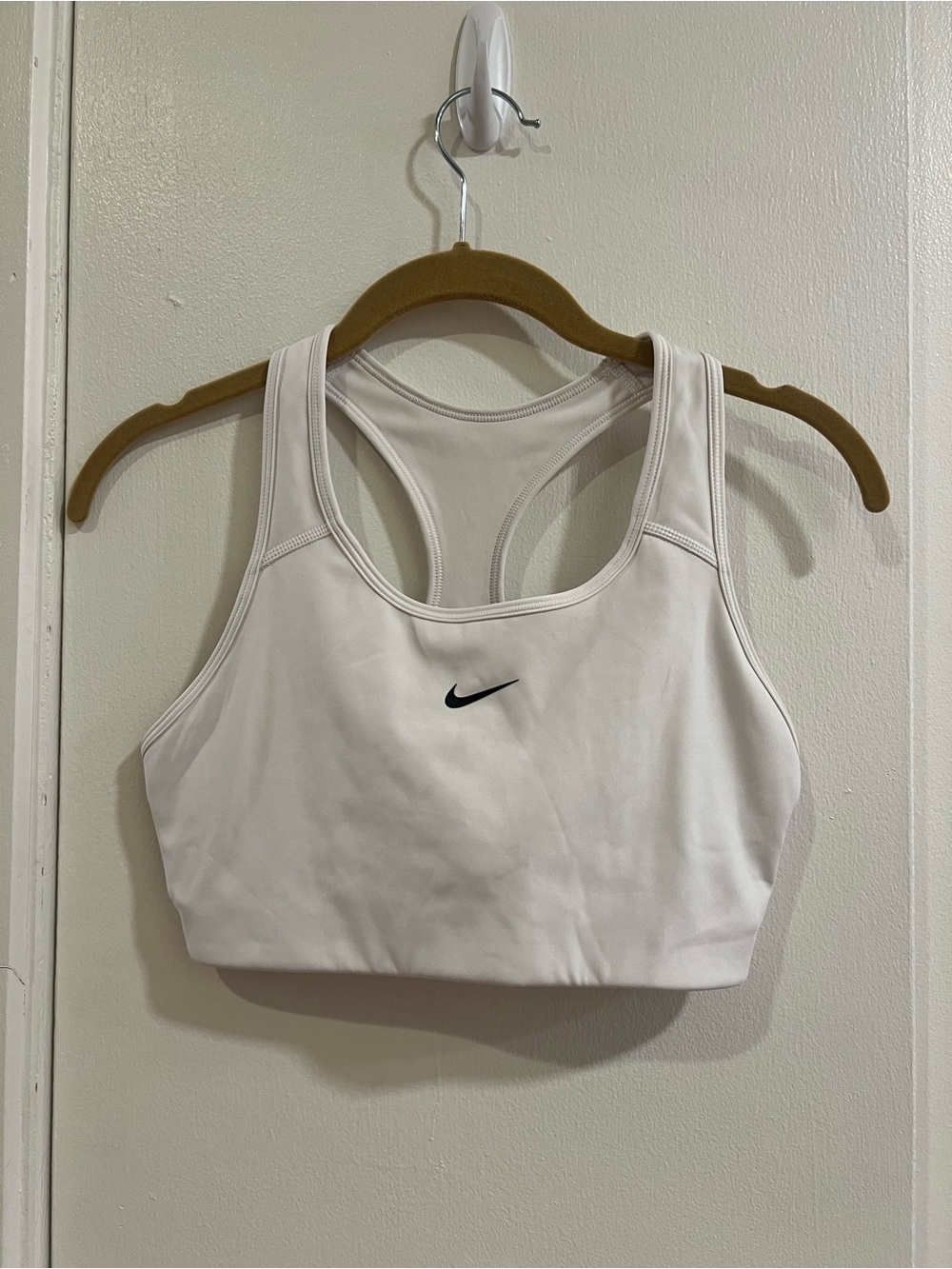 Nike White Racerback Logo Sports Bra